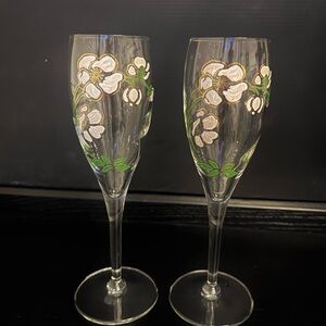 Perrier Jouet Belle Epoque Champagne Flutes set of 2 EUC